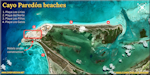 atellite image showing all the beaches in Cayo Paredon